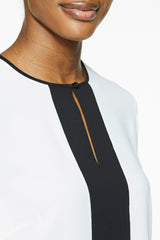 Open Sleeve Contrast Crepe de Chine Blouse