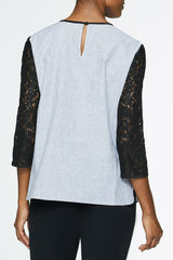 Lace and Pinstripe Twofer Woven Tunic