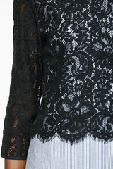 Lace and Pinstripe Twofer Woven Tunic