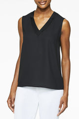 Plus Size V-Neck Crepe de Chine Tank